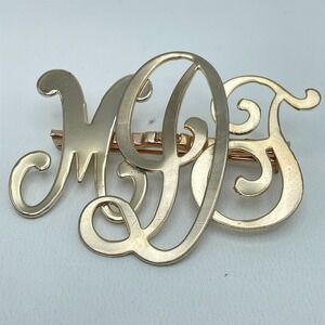 Vintage 80s Monogram MGS Script Large Charm Brooch Pin‎ Gold Tone Jewelry
